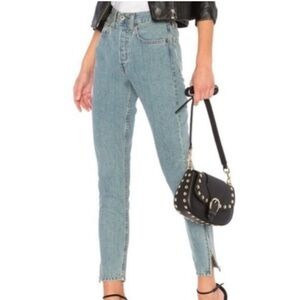 Re/done high rise jeans with ankle zippers